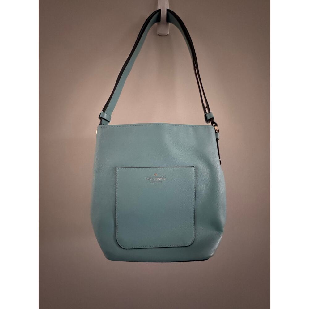 Kate Spade New York Light Blue Pebbled Leather Shoulder Bag Hobo Tote